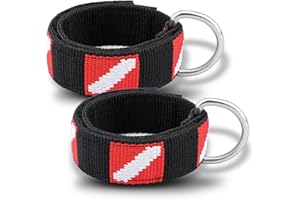 Dawitrly Diving Wrist Strap, Universal Wrist Strap with Stainless Steel D Ring and Adjustable Wristband, Suitable for Scuba Lights, Flashlights, Cameras, Compass, Dive Slates（2 Pack）