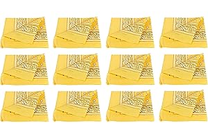 PURECITY Lot Grossiste 12 Bandana Foulard Coton Motif Paisley Cachemire - Plusieurs Coloris Disponibles (8# Jaune)