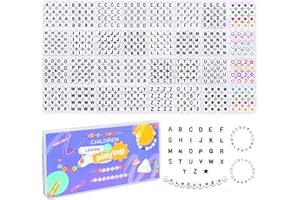 JOLCEEY 1610pcs Acrylic Letter Beads for Bracelet Making Kit,A-Z 7mm Bulk White Round Alphabet Beads Number Colorful Heart Stars Beads for Key Chains DIY Crafts Friendship Necklace Jewelry Making