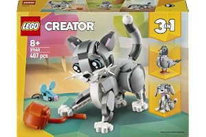 LEGO Creator 3 w 1 Psotny kot 31163 | Zestaw klocków konstrukcyjnych, figurka kota do przebudowy na psa lub gołębia, prezent dla dzieci od 8 lat, 407 elementów