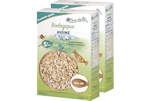 FLEUR ALPINE Lot de 2 portions d'avoine bio pour bébé – Bouillie du soir pour bébé | Porridge nutritif | Préparation facile | Bouillie de céréales 5+ mois sans sucre ajouté | 2 x 7 portions