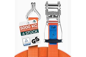 ‎CARGO VA INTELLIGENT VEHICLE ACCESSORIES Schwerlast 5000kg Ratschengurte 6m - TÜV/GS & DIN Geprüft - Spanngurte mit Ratsche und Haken - QR Label Anleitung - Sicher & Robust [4er Set]