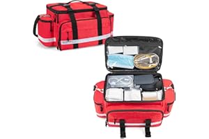 Damero Bolsa de Suministros médicos, Bolsa de Primeros Auxilios con divisores Desmontables y Hebillas Superiores, Ideal para traumatismos, Salud en el hogar, Enfermeras,Rojo