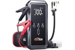 YaberAuto 5000A Jump Starter Power Pack 21800mHA with Air Compressor 150PSI, Car Battery Jump Starter Power Bank (9.0 Gas/8.0L Diesel/Hybrid), 12V Car Battery Booster with 160W DC Output, Flashlight