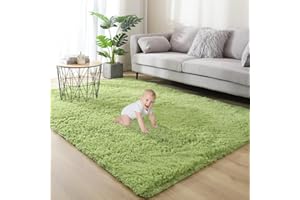 Gsogcax Rugs Living Room 5'x7' Super Soft Fluffy Area Rugs for Bedroom Shaggy Anti-Skid Comfortable Large Rugs Indoor Modern Home Decor Floor Carpet - Grass Green 160x200