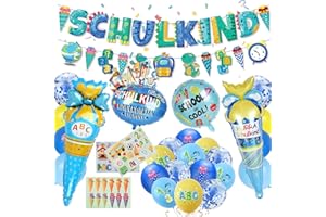 CUTLOT SCHULKIND 2025 Deko Einschulung Junge, SCHULKIND Banner, Dinosaurier Banner, 22 Latexballons, 4 Folienballon, 3 Aufkleber Schulanfang Schuleinführung Deko