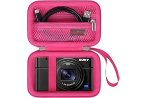 Elonbo Bolsa de Transporte de cámara para cámara Digital compacta Sony RX100 VII / RX100 Vi / RX100 V / RX100 IV / RX100 III, Bolsa de Viaje de cámara Sony Vlogging, Frambuesa