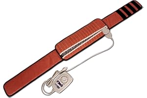 MediCrystal Infrared Heating Amethyst Belt - Detachable Pad 8"W x 18"L (20x45 cm), Strap 56" (140 cm) - Adjustable 30-70°C (86-158°F) Deep Warming - Hot Stone, FIR & Negative Ions - Red Brown 220-240V