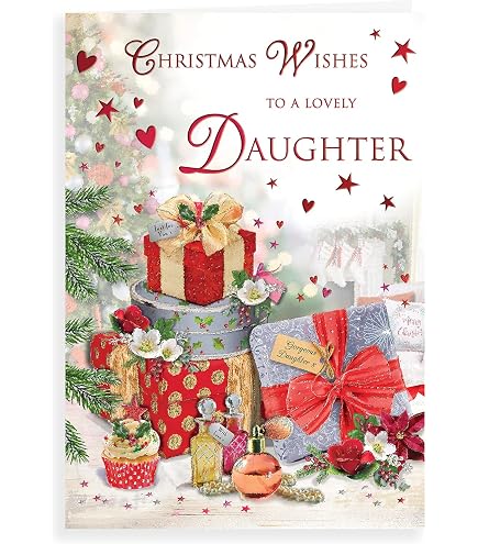 Hallmark Weihnachtskarte Für Schwester – Mit Aquarell-Blumen-Design & Goldfolien Details