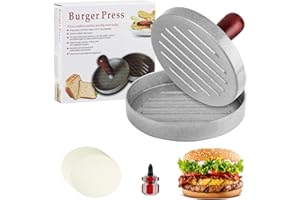 LiuHancsqd Presse à Burger, Presse Steak Haché, Presse Hamburger, Presses à Hamburger, Moule à Viand Hamburger en Aluminium, Moule de Pâté pour Patties Barbecue Cuisson, avec 100 Papier Silicone