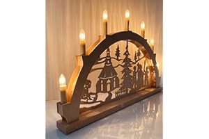 weigla Schwibbogen 7 FLG. Seiffener Kirche mit offenen Kerzen Erzgebirge garantiert