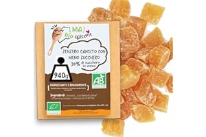 [MA] BIO ÉPICERIE [MA] bio-épicerie | Zenzero candito a ridotto tenore di zucchero BIO in cubetti | 940G | Sfuso in confezione | Certificazione biologica | Frutta candita di qualità superiore | Senza conservanti