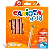 Carioca Baby Crayons 3in1 | Pastelloni Colorati Super Lavabili per Bambini 3 in 1, Matite Colorate e Pastelli a Cera Acquerel