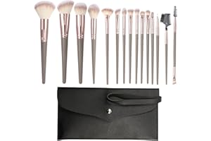 LuLiyLdJ 15 pièces Pinceaux Maquillages 14pcs Set Pinceaux Maquillage Brosse Maquillage Pinceau Fond de Teint Poudre Contour Fard Paupières Surbrillance Blush Correcteu pinceaux maquillages