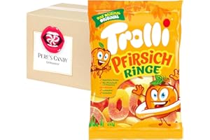 ‎PERE’S CANDY Trolli Pfirsichringe Fruchtgummi 7erPack (7 x 150 g) von Pere's Candy Box mit Geschenk