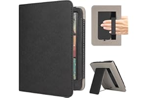RSAquar Étui pour Kindle Colorsoft Signature Edition et All-New Kindle Paperwhite (Sortie 2024), 7" Protection complète avec Fonction Veille/réveil Automatique, Sangle et Support Pliable - Noir