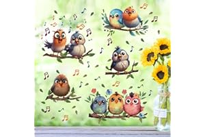 HPNIUB Fensterbilder Frühling Selbstklebend,Fensteraufkleber Blumen,Wandtattoo Vögel,Wandtattoo für Fensterscheiben,Vogel Aufkleber Fenster,Fensterbilder frühling für Wohnzimmer (Bird 1)