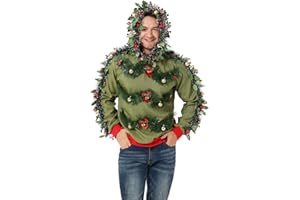 U LOOK UGLY TODAY Unisex Men's Christmas Jumper Hoodie Funny Ugly Reindeer Santa Elf Novelty Xmas Tree Womens's Gift Sweater