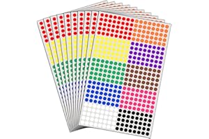 TOWNSTIX 6000 Sztuk, 8 mm — Naklejki Samoprzylepne W Kolorowe Okrągłe Kropki O Średnicy - 10 Kolorów