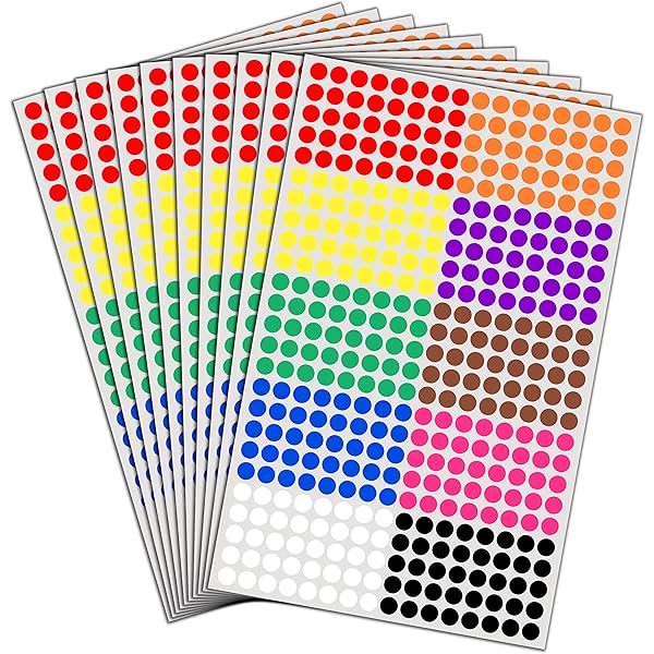 Bollini Adesivi Colorati - 1400 Pezzi, 20 Mm, 10 Colori, Per Organizzazione E Decorazione