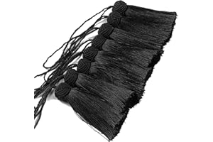 BEL AVENIR Set of 8 Elegant Polyester Tassel Colorful Craft Tassels Charms Key Tassel DIY Accessories (Black)