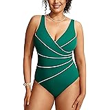 DELIMIRA Donna Costume da Bagno Scollatura a V Coppe con Imbottite Strisce