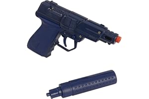 HTI Toys Swat Mission Die-cast Metal Cap Gun Pistol With Silencer | Great Fun For Adults Kids Boys & Girls Role Playing Toy Guns - 2 Assorted Colours (Blue / Red)