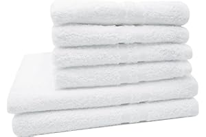 ZOLLNER Zestaw Ręczników Białych Frotte 6 Sztuk 100% Bawełna Premium Gruba