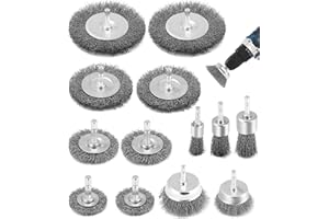 KURENY 13 Stück Akkuschrauber Stahlbürste, Drahtbürste Bohrmaschine Set mit Sechskantstange, 6mm Drahtbürste Akkuschrauber,für Bohrmaschine Polier Schleifen Entrosten Entgraten