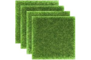 DWFEYOI 4 Pezzi Mini Erba Artificiale,Miniature Erba Decorazione,Erba Artificiale in Miniatura,Tappeto in Erba Sintetica Giardino,Erba Artificiale in Plastica Prato per Fai da Te Ornamento del Giardino