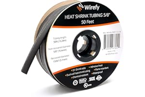 Wirefy Gaine Thermorétractable Etanche 15,4 mm - 3:1 Tube Thermoretractable à Double Paroi - Revêtement Adhésif - Gaine Thermo - Noire - Rouleau de 15 m