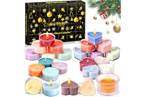 KDISHKRA Kalendarz adwentowy ze świecami zapachowymi na rok 2025, 24 zapachowe świece podgrzewacze i 1 świecznik, dekoracja świąteczna, prezenty świąteczne dla żony, siostry, córki, dziewczyny