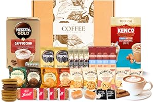 GIFT HARBOUR Coffee Gift Set Hamper - Coffee Gift, Coffee Gift Set for Men & Women, Instant Coffee Selection with Chocolate, Assorted Shortbread, Walkers and Border Biscuits with Fudge & Lotus Biscoff