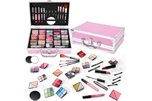 KAICOERLY Makeup Kit for Women Girls, Fashionable Make Up Present Set for Beginners Professionals Traveler with Case, Makeup Essential with Eyeshadow Palette, Lip Gloss, Mascara,Foundation Face Primer(Pink)
