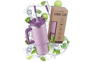 My Vesperbox Kinny Cup – Edelstahl Thermobecher mit Henkel & Strohhalm (500/950 / 1200 ml) – Isolierbecher To Go für Kaffee, Eis & Alltag – BPA-frei, Auslaufsicher, Spülmaschinenfest