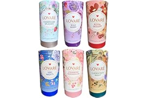 6er Pack. Lovare Set Schwarzer Ceylon Tee Chinesicher Grüner Tee Blüten und Früchte mit Karkadeblütten Beeren 6x80g