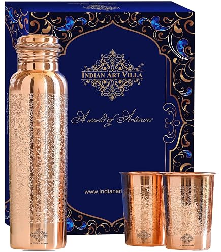 Buy ENSURE Pure Copper Water Bottle 1000 ML with 2 Copper Glasses