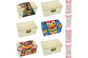 aupawdy 6 Pezzi Scatola In Legno Non Trattato Piccole Scatole di Legno Scatola di Legno con Coperchio per Artigianato, Decorazione(9 x 5,5 x 5 cm)