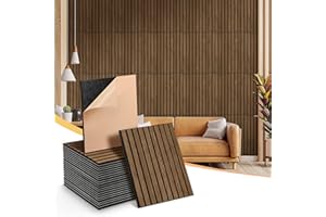 NZQXJXZ 24 Pack Acoustic Wall Panels, Sound Proof Panels for Wall with Wood Veneer, 15.7x11.8x0.4 Inches Self-Adhesive Acoustical Soundproof Panels, Acoustic Treatment for Home Office Recording Room