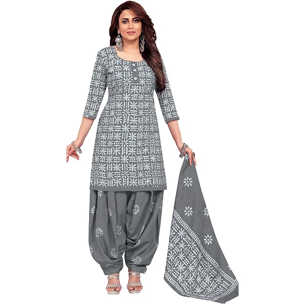 Miraan Women's Unstitched Cotton Dress Material - Free Size, Red Printed, Includes Top, Bottom & Dupatta