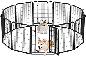 Yaheetech Parc pour Chien 12 Panneaux Cage pour Chiens Enclos Chien Chiot Lapin Rongeur en métal 80 cm de Hauteur