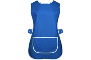 INDX Clothing Ladies Womens Tabard With Pocket Kitchen Cleaning Chef Overall Catering Tabbard Apron With Pocket Side Button Fastening Plus Big Size S to 3XL