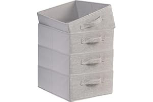 OVAKIA Faltbar Aufbewahrungsboxen Stoff, Schrank Schubladen Organizer Ordnungssystem für Garderobe Kleidung Unterwäsche usw, 4er Set, Grau