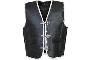 ALL THE GOOD LEDERWESTE LEDER WESTE MIT WEIßES RAND KUTTE MOTORRAD BIKER Vest CHOPPER ROCKER LW 61