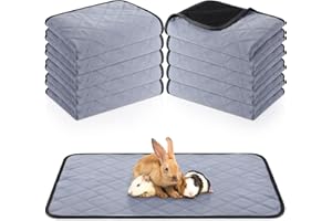 NAMALU 10 Pieces Bulk Guinea Pig Pee Pad Reusable Washable Guinea Pig Cage Liners Guinea Pig Fleece Bedding Absorbent Guinea Pig Accessories Non Slip Guinea Pig Mats for Cages (24 x 18 Inches)