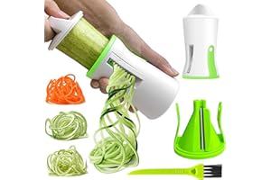 KAWAAN 2 in 1 Spiralizzatore di Verdure, Affettaverdure a Spirale, Tagliapasta per Verdure, Taglia Verdure a Spaghetti per Zucchine, Cetriolo, Patate, Cipolla Multifunzione Affetta