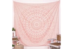 Craft Trade Mandala Rosa Arazzo Telo da Parete Indiano Arazzi Appeso al Muro Boho Tapestry per Della Casa Soggiorno e Camera da Letto- 213 x 228 cm