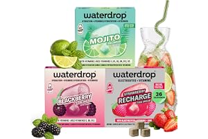 waterdrop MICRODRINK Mojito-set-36 vattendroppskuber - Mojito, jordgubb och björnbär - Vitamin C och B - Sockerfri törstsläckare och alternativ till dryckessirap - Smak för vatten utan socker -Vegansk