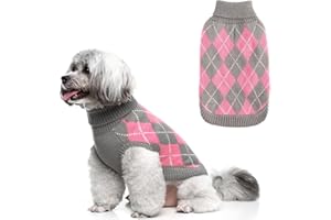 SCIROKKO Classic Dog Jumper Diamond Plaid Knit Knitwear Sweater, Fall Winter Warm Apparel Coat for Small to Large Dogs