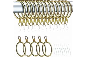 HOMMAKR 24 Pcs Brass Curtain Rings, 32mm Ancient and Excellent Metal Brass Curtain Ring with Eyelet for Hooks, Rustpoof Cutain Rail Rings for Window Rods Shower Curtains